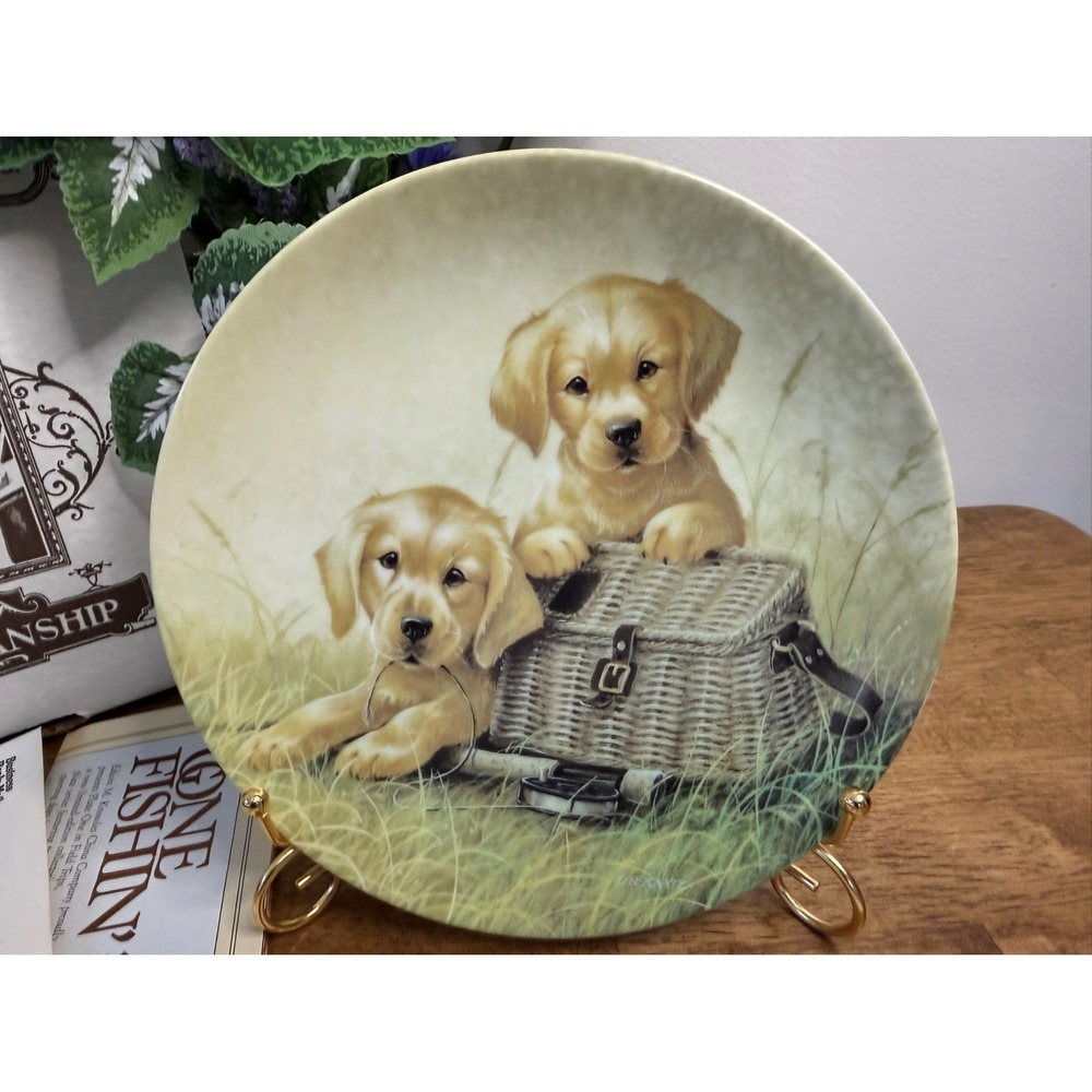 Vintage Knowles Field Trips Plate Golden Retriever Box & COA Lynn Kaatz 1991